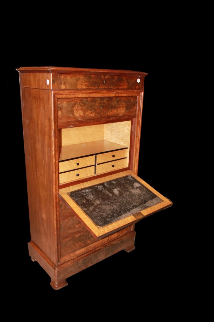 Secretaire francese della seconda metà del 1800, stile Luigi Filippo, in legno di mogano-photo-3