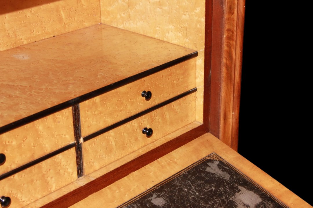 Secretaire francese della seconda metà del 1800, stile Luigi Filippo, in legno di mogano-photo-4