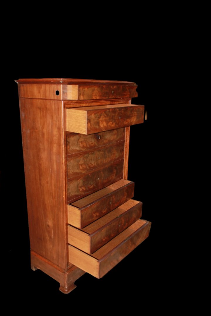Secretaire francese della seconda metà del 1800, stile Luigi Filippo, in legno di mogano-photo-5