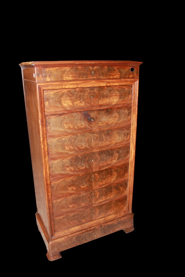 Secretaire francese della seconda metà del 1800, stile Luigi Filippo, in legno di mogano