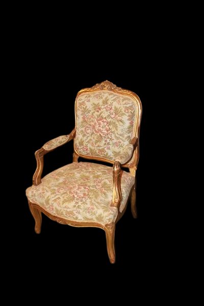 Salotto francese di metà 1800, stile Luigi XV, in legno dorato foglia oro-photo-3