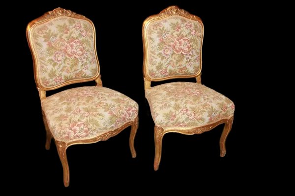 Salotto francese di metà 1800, stile Luigi XV, in legno dorato foglia oro-photo-4