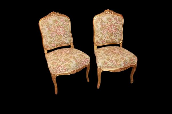 Salotto francese di metà 1800, stile Luigi XV, in legno dorato foglia oro-photo-5