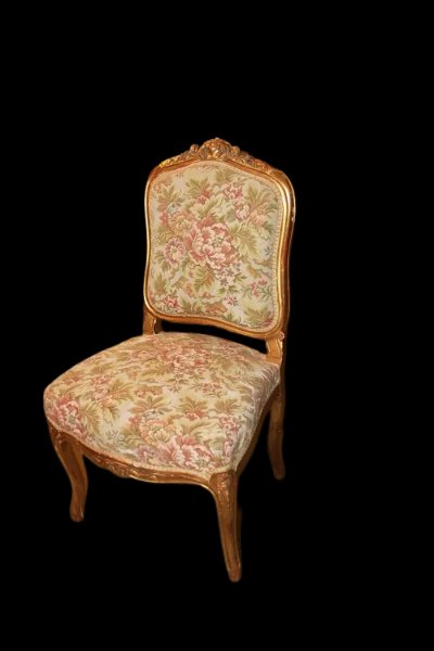 Salotto francese di metà 1800, stile Luigi XV, in legno dorato foglia oro-photo-6