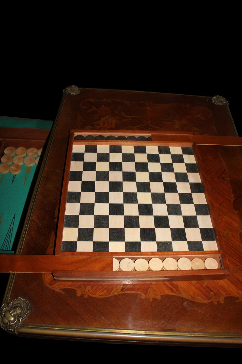 Elegante tavolino da gioco francese in stile Transizione, fine XIX secolo-photo-3