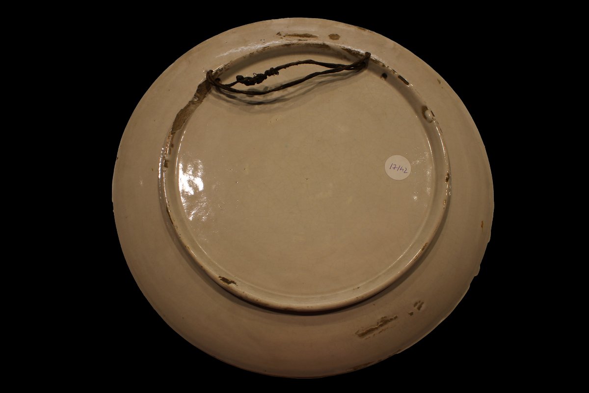 Piatto francese in maiolica decorata - XIX secolo-photo-1