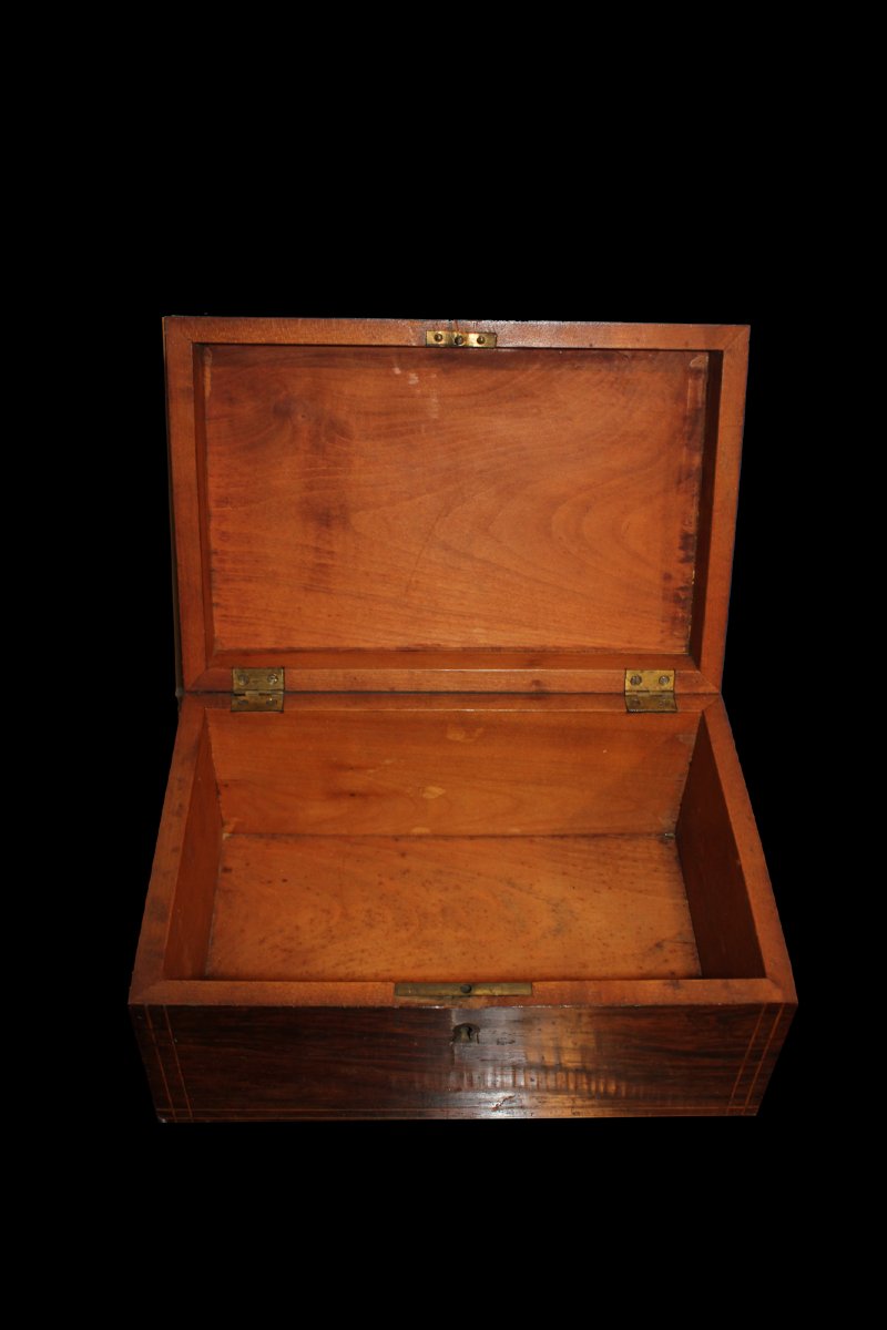 Scatola in palissandro intarsiata stile Carlo X del 1800 francese-photo-3