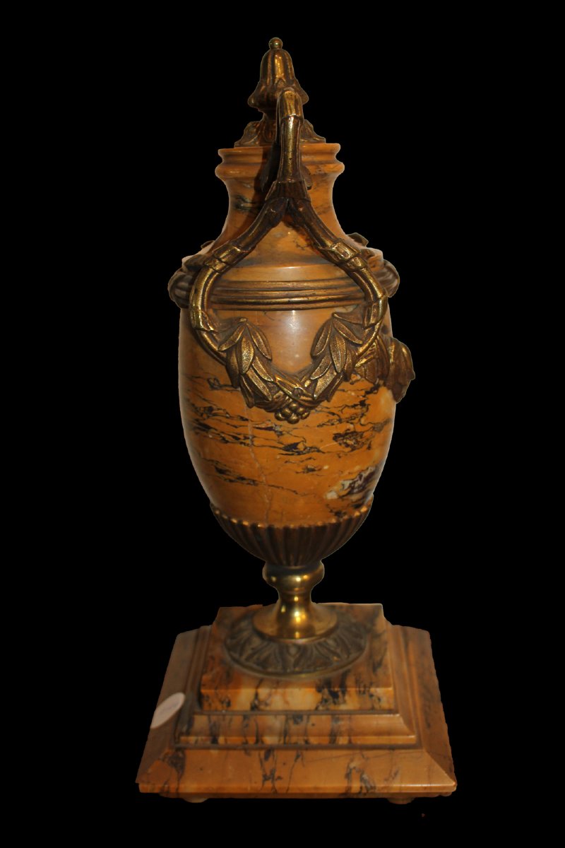 Coppia vasi in stile impero in marmo francesi - XIX secolo-photo-2