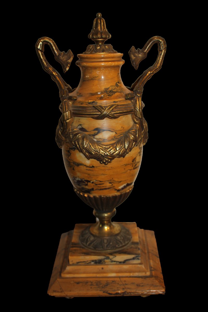 Coppia vasi in stile impero in marmo francesi - XIX secolo-photo-3