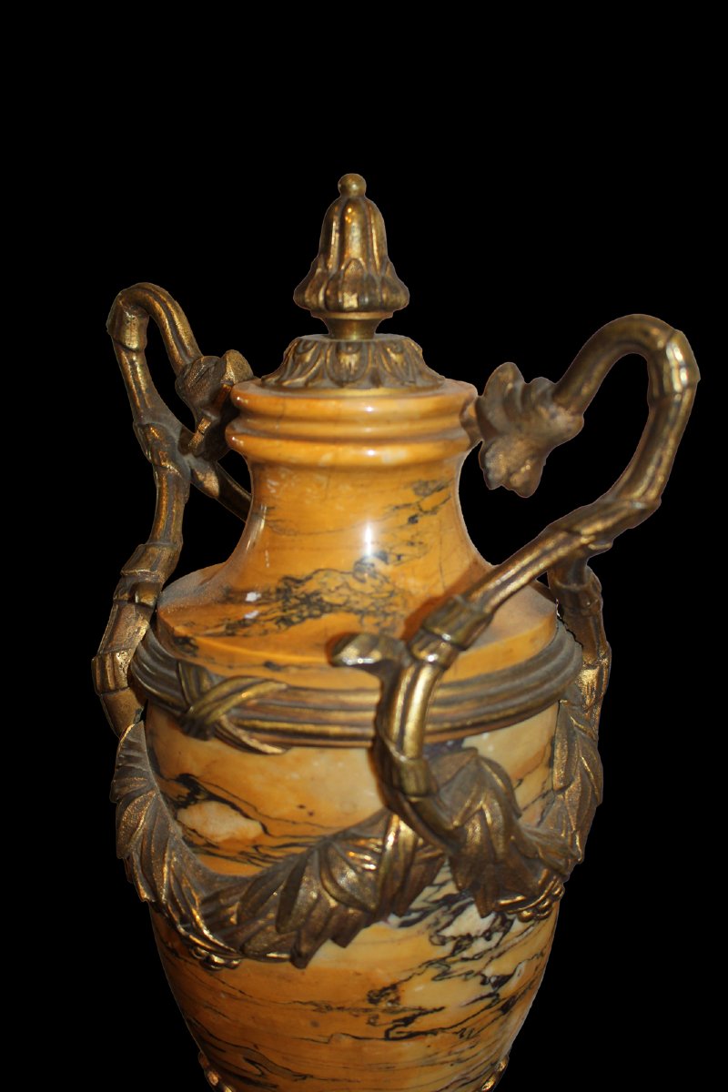 Coppia vasi in stile impero in marmo francesi - XIX secolo-photo-4