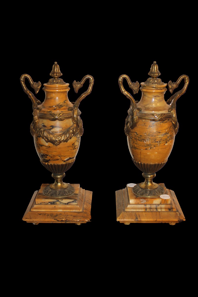 Coppia vasi in stile impero in marmo francesi - XIX secolo