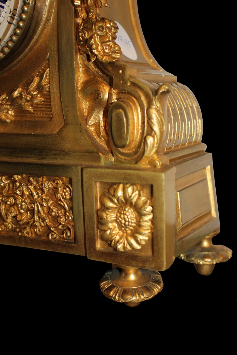 Orologio da tavolo Stile Luigi XIV in Bronzo Dorato - XIX secolo-photo-4
