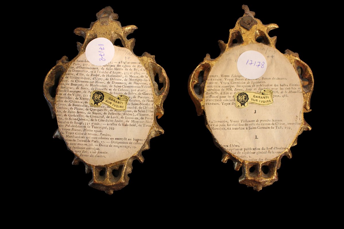 Coppia piccoli quadretti in cornice dorata - XX secolo-photo-4