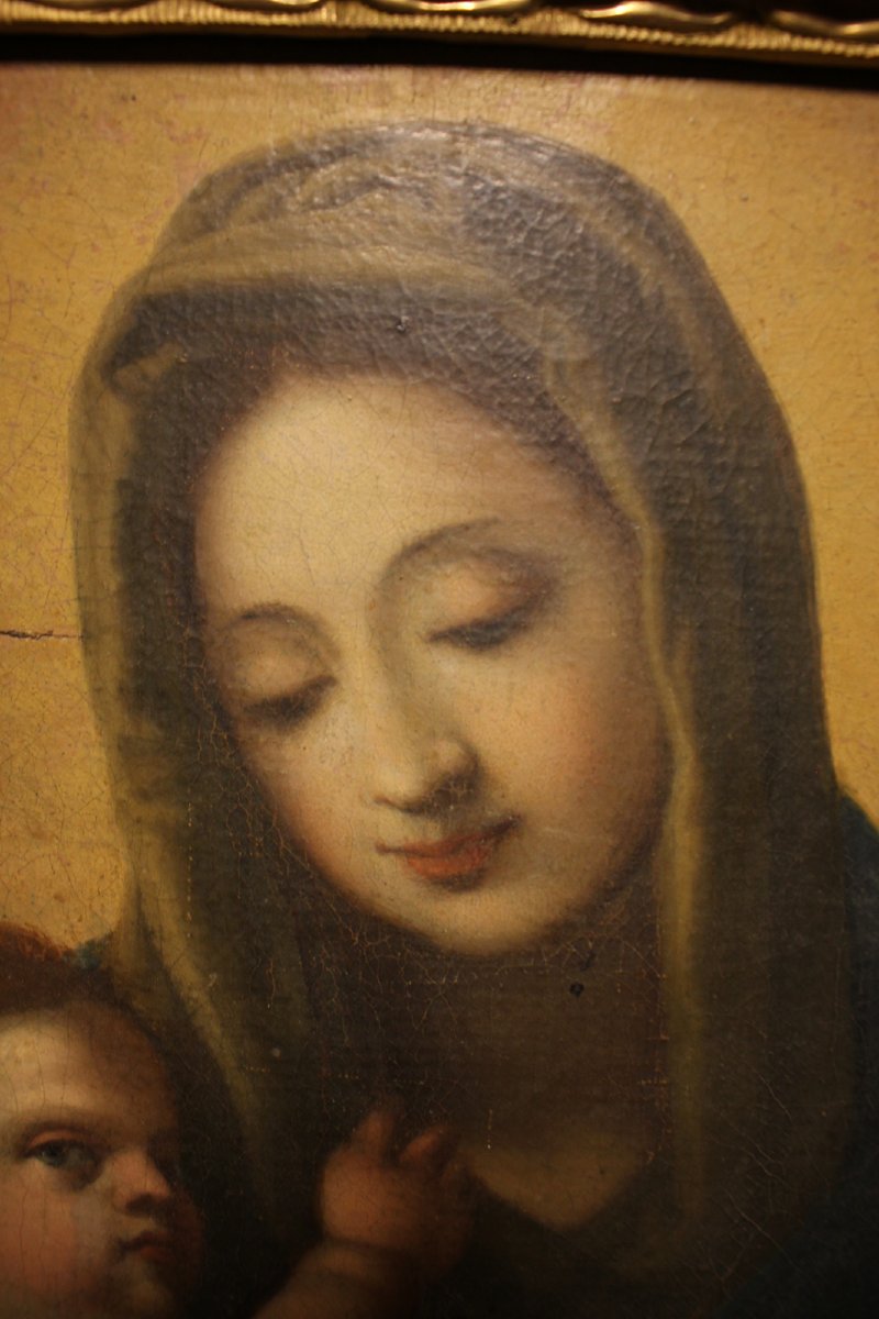 Olio su tela raffigurante Madonna con Bambino - XVIII secolo-photo-2