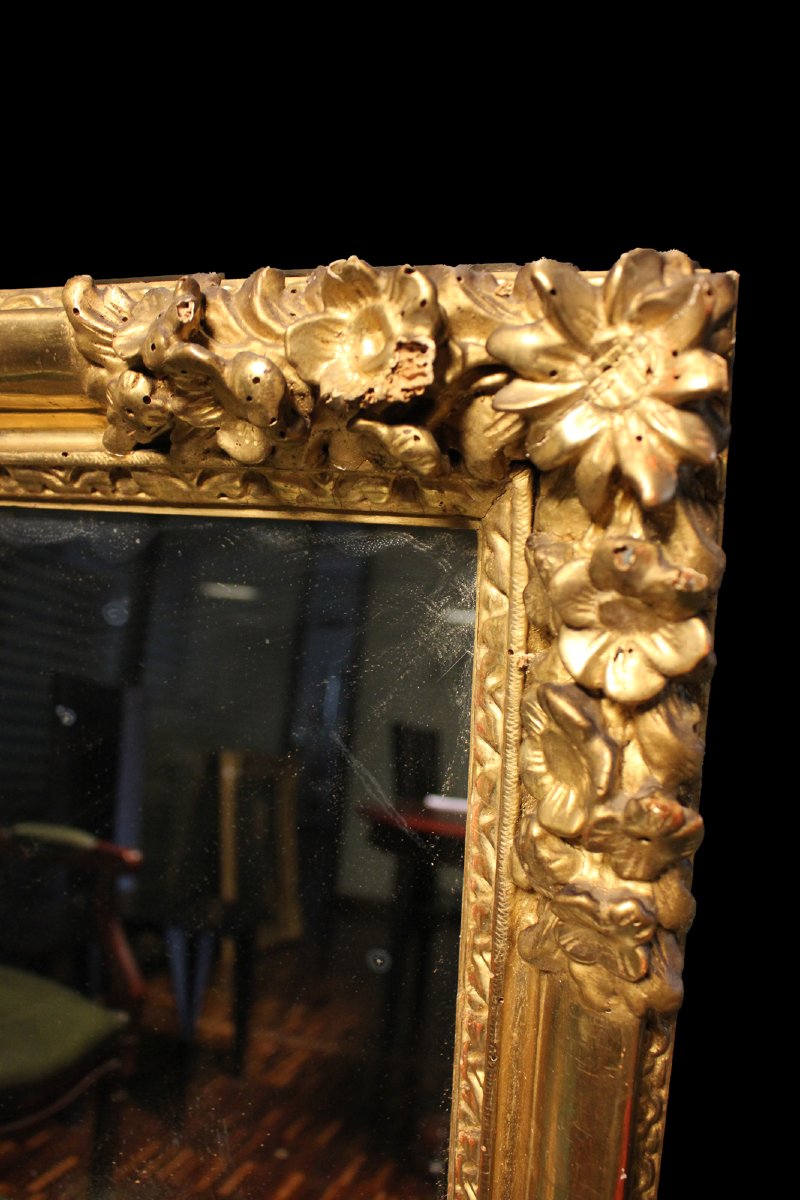 Specchiera riccamente intagliata e dorata - XIX secolo-photo-2