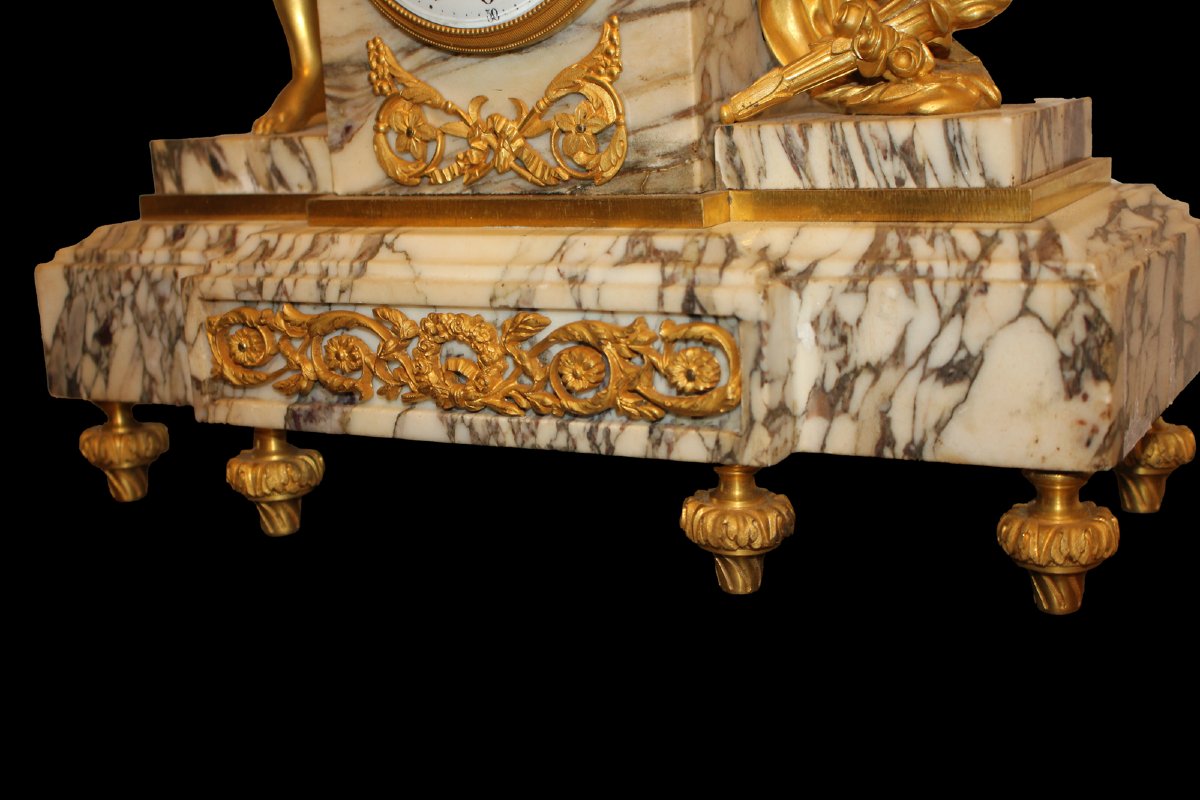 Orologio da Camino in Marmo e Bronzo Dorato – Epoca XIX Secolo-photo-2