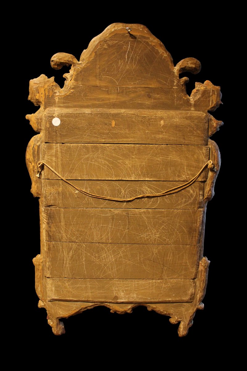 Specchio da parete in legno finemente intagliato e dorato - XIX secolo-photo-2