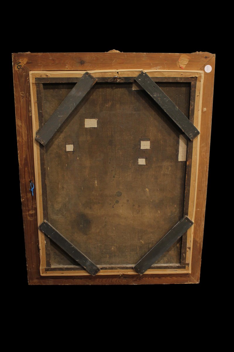 Olio su tela Raffigurante Madonna con Bambino Francese del 1800-photo-3