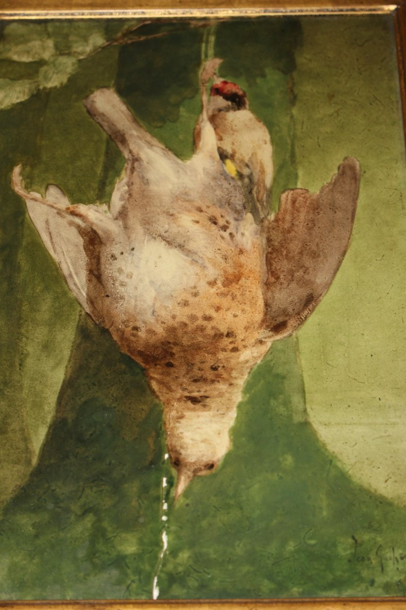 Coppia di Dipinti su Porcellana Francesi Metà ’800 – Scene di Cacciagione Ottocentesche-photo-1