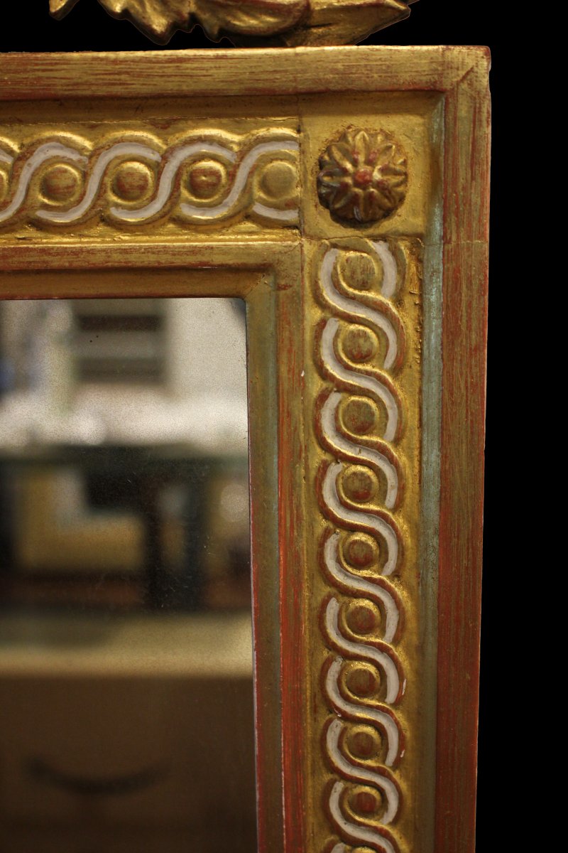 Grande Specchiera rettangolare Francese dorata Foglia Oro del XIX secolo-photo-1