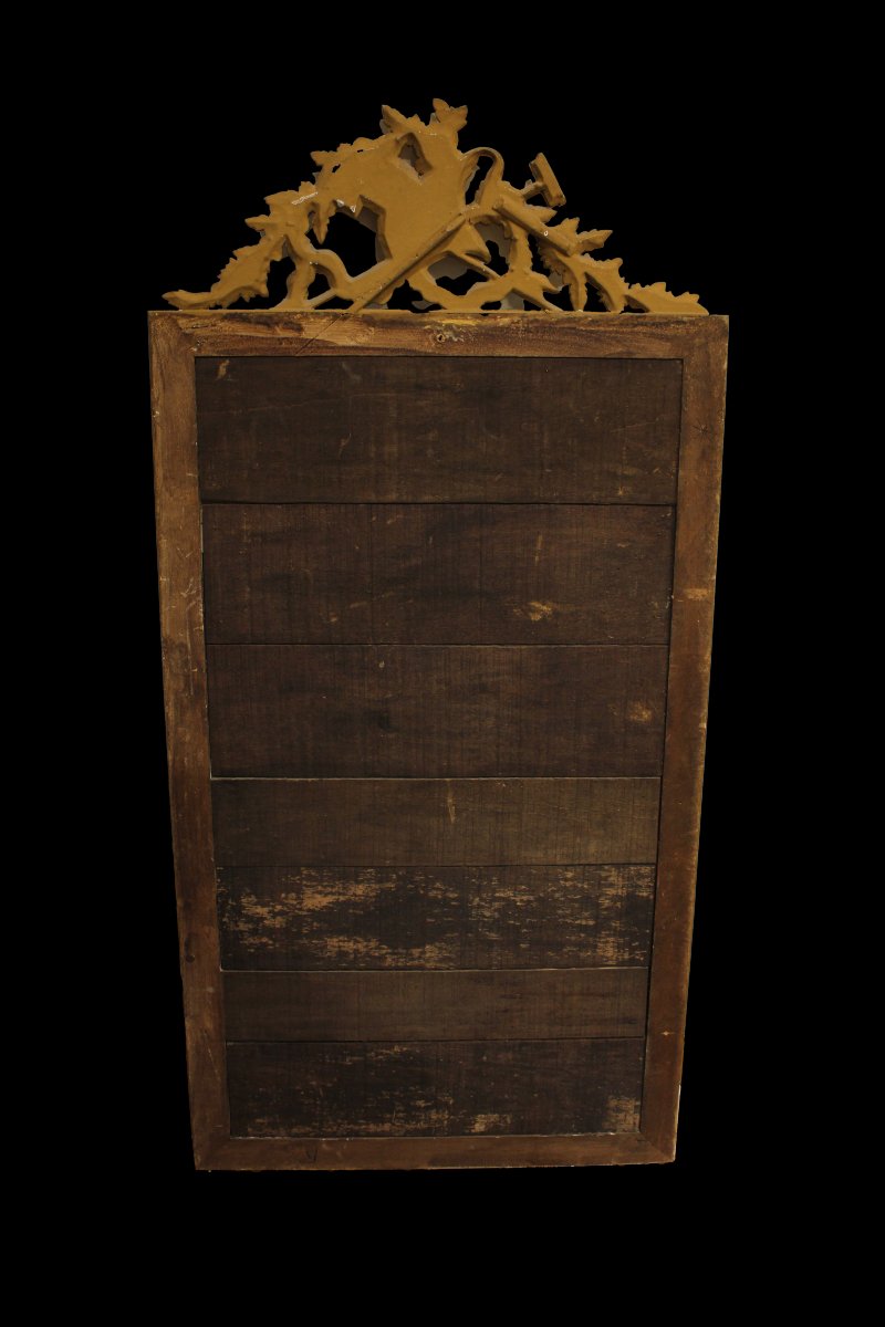 Grande Specchiera rettangolare Francese dorata Foglia Oro del XIX secolo-photo-2