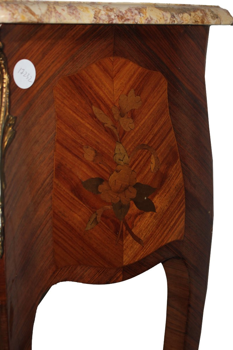 Coppia di Comodini Francesi del XIX secolo Stile Luigi XV con Pianetto in Marmo-photo-4