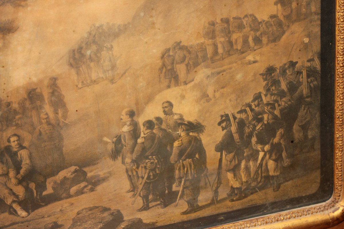 Coppia di incisioni italiane tra fine ’700 e inizio ’800 – Scene di battaglia con cornici dorat-photo-1