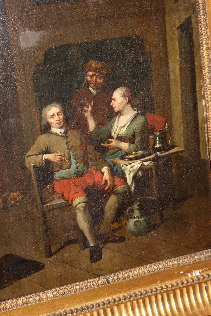 Coppia di oli su tela francesi di fine ’700 – Scene di interni con personaggi-photo-3