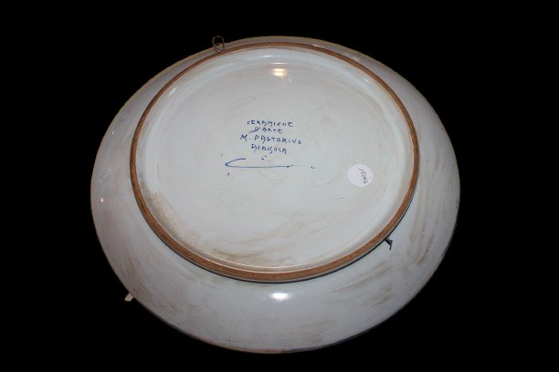 Piatto italiano in ceramica blu e bianco – Inizio ’900, scena con putto e dama con lira-photo-4