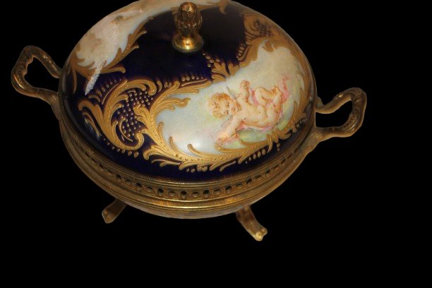 Piccolo Centrotavola Portagioie in Ceramica Francese Sevres-photo-2