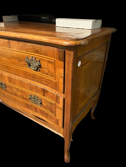 Cassettone Italiano Napoletano di fine 700 in noce a due cassetti-photo-2