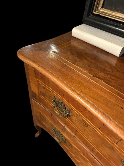 Cassettone Italiano Napoletano di fine 700 in noce a due cassetti-photo-3