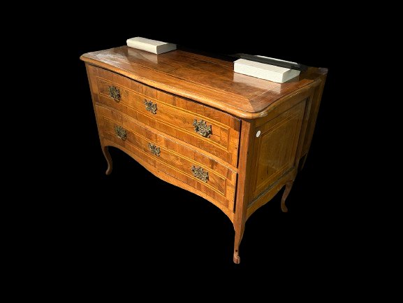 Cassettone Italiano Napoletano di fine 700 in noce a due cassetti-photo-4