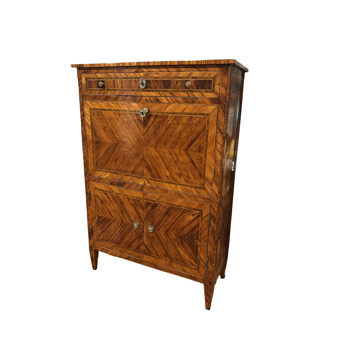 Secretaire Francese della seconda metà del 1700 Lastronato in noce