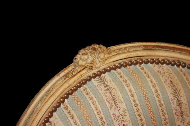 Coppia di Poltrone Francesi di Fine 1800 Laccate Stile Luigi XV-photo-3