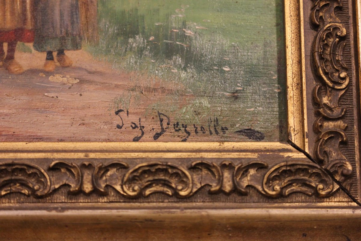 Paesaggio Campestre con personaggi fine XIX secolo-photo-3