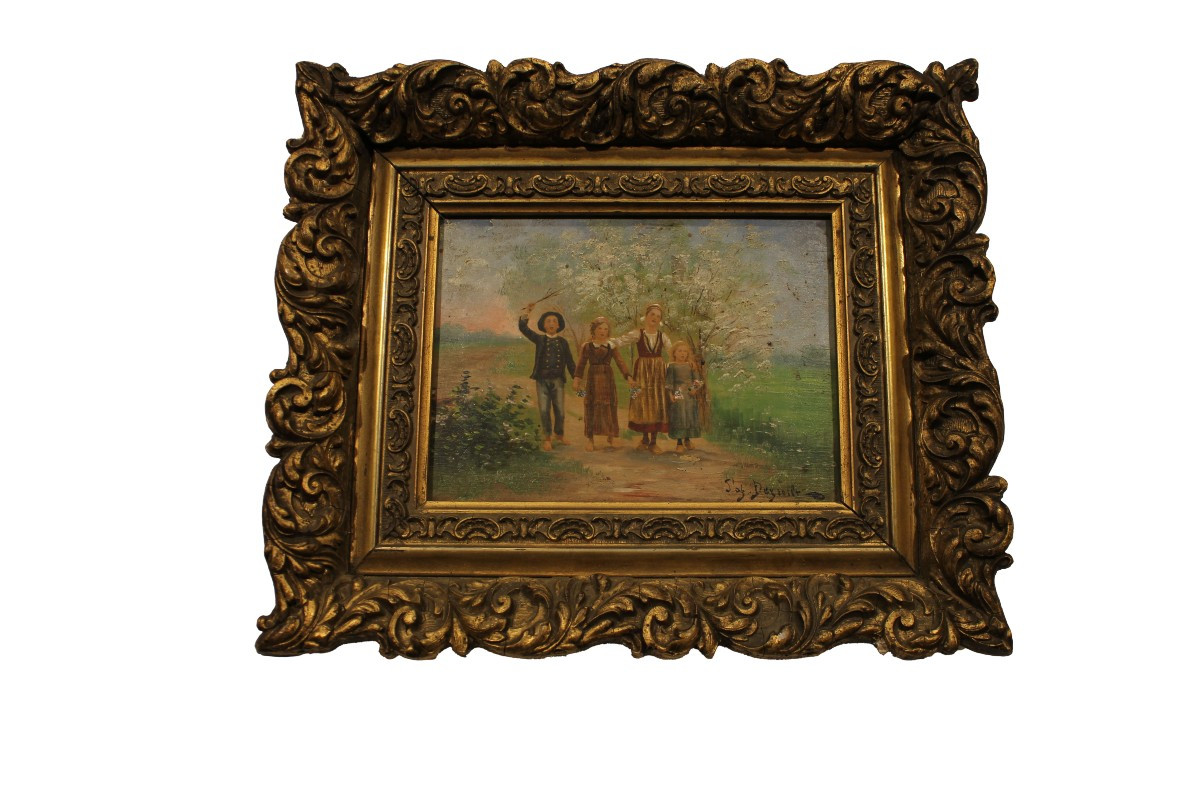 Paesaggio Campestre con personaggi fine XIX secolo