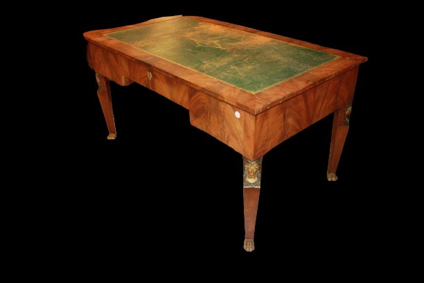 Grande Scrivania Impero Francese del 1900 In Piuma di Mogano-photo-2