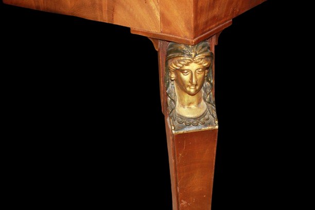 Grande Scrivania Impero Francese del 1900 In Piuma di Mogano-photo-3