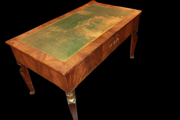 Grande Scrivania Impero Francese del 1900 In Piuma di Mogano-photo-1