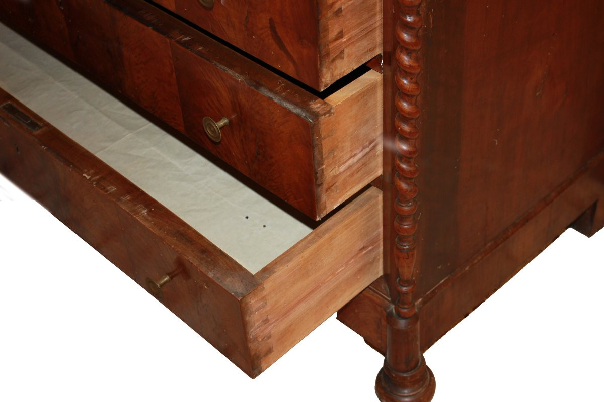 Cassettone Cappuccino Italiano di metà 1800 in Noce-photo-4