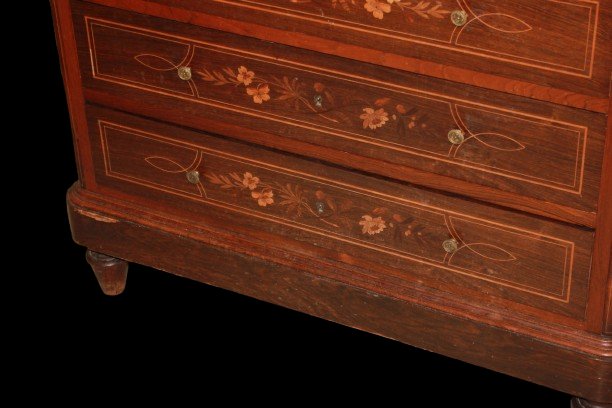 Settimino Francese di fine 1800 Riccamente Intarsiato Carlo X-photo-3