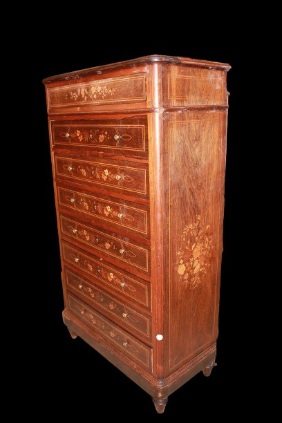 Settimino Francese di fine 1800 Riccamente Intarsiato Carlo X-photo-4