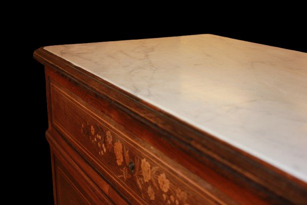 Settimino Francese di fine 1800 Riccamente Intarsiato Carlo X-photo-2