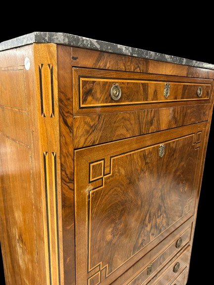 Secretaire Stile Luigi XVI di inizio 1800 In radica di Noce-photo-2