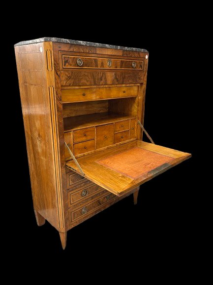Secretaire Stile Luigi XVI di inizio 1800 In radica di Noce-photo-4