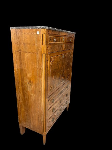 Secretaire Stile Luigi XVI di inizio 1800 In radica di Noce-photo-2