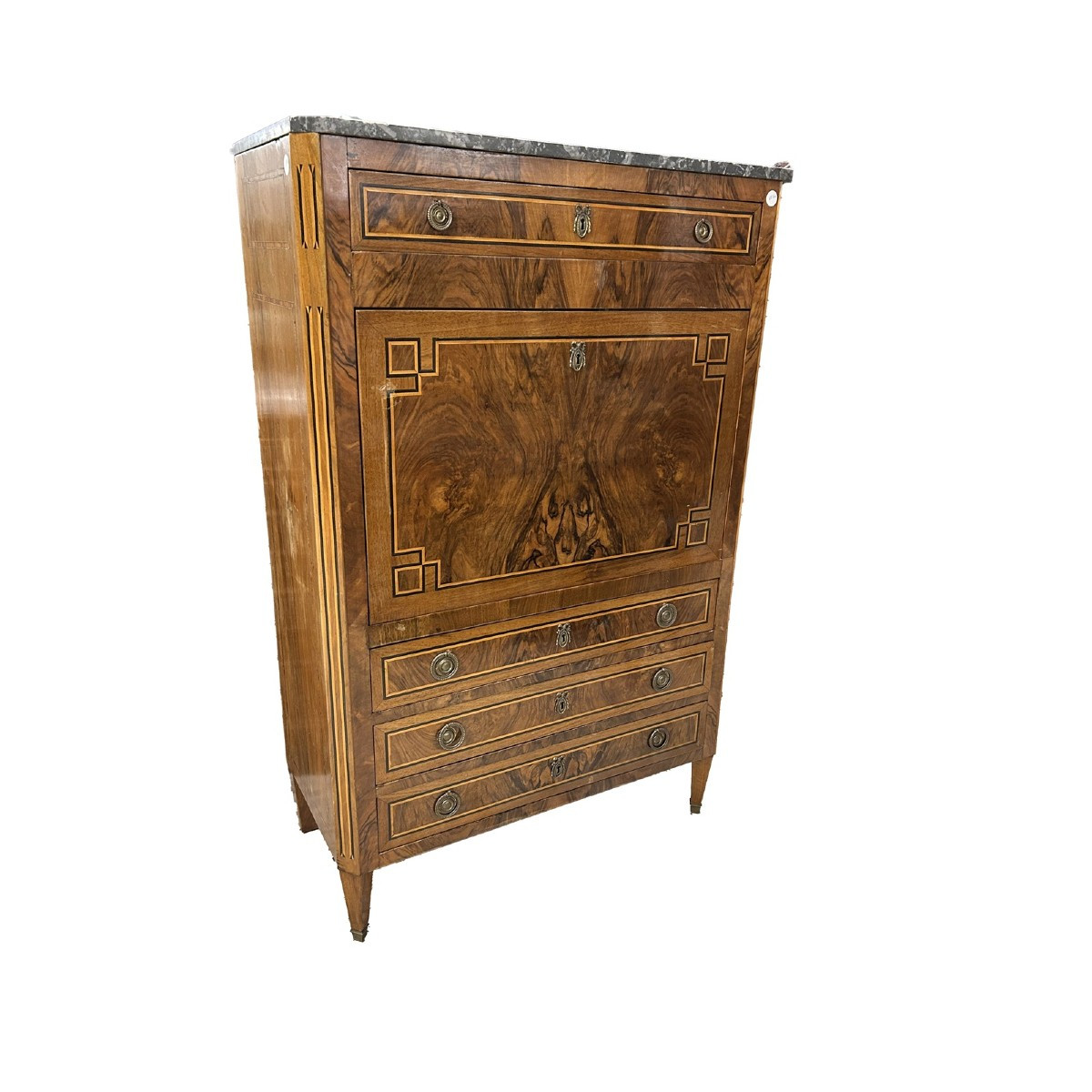 Secretaire Stile Luigi XVI di inizio 1800 In radica di Noce