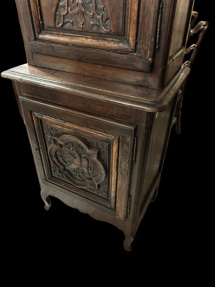 Coppia di Credenzini Alti Provenzale in Legno di Castagno XIX secolo-photo-1