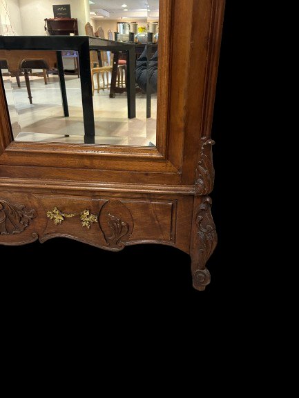 Armadio Luigi Filippo riccamente intagliato a due ante con specchi XIX secolo-photo-4